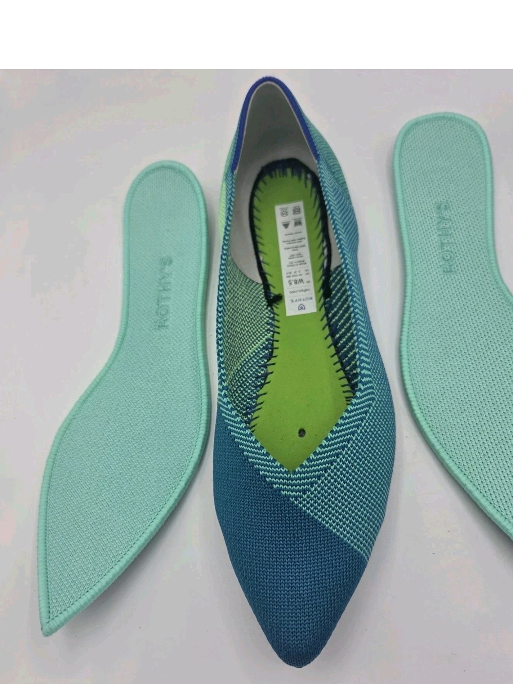 Rothy’s The Point Calypso Blue Jade Knit Flats Size 8.5 Retired Limited Edition - Picture 13 of 14